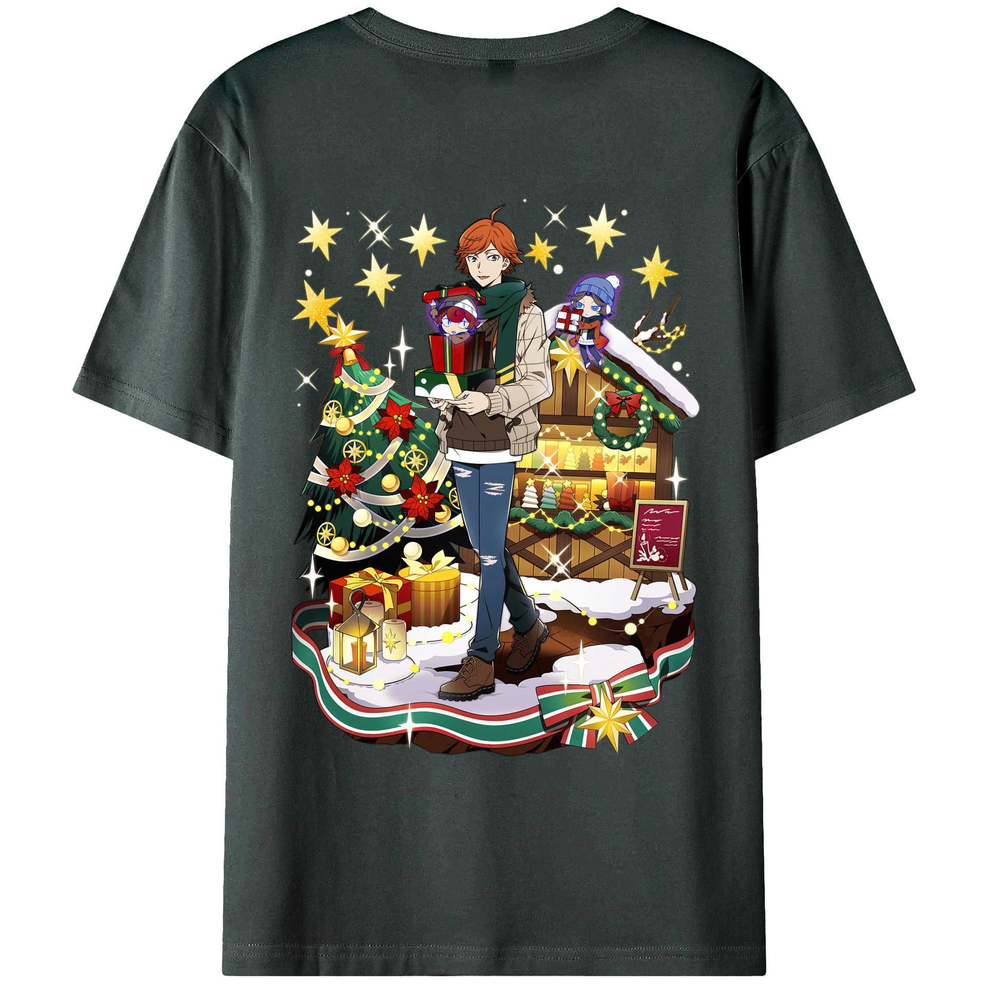 （画像用） 文豪ストレイドッグス Bungo Stray Dogs 綿100％ メンズ半袖Tシャツ（バックプリント） 通気性